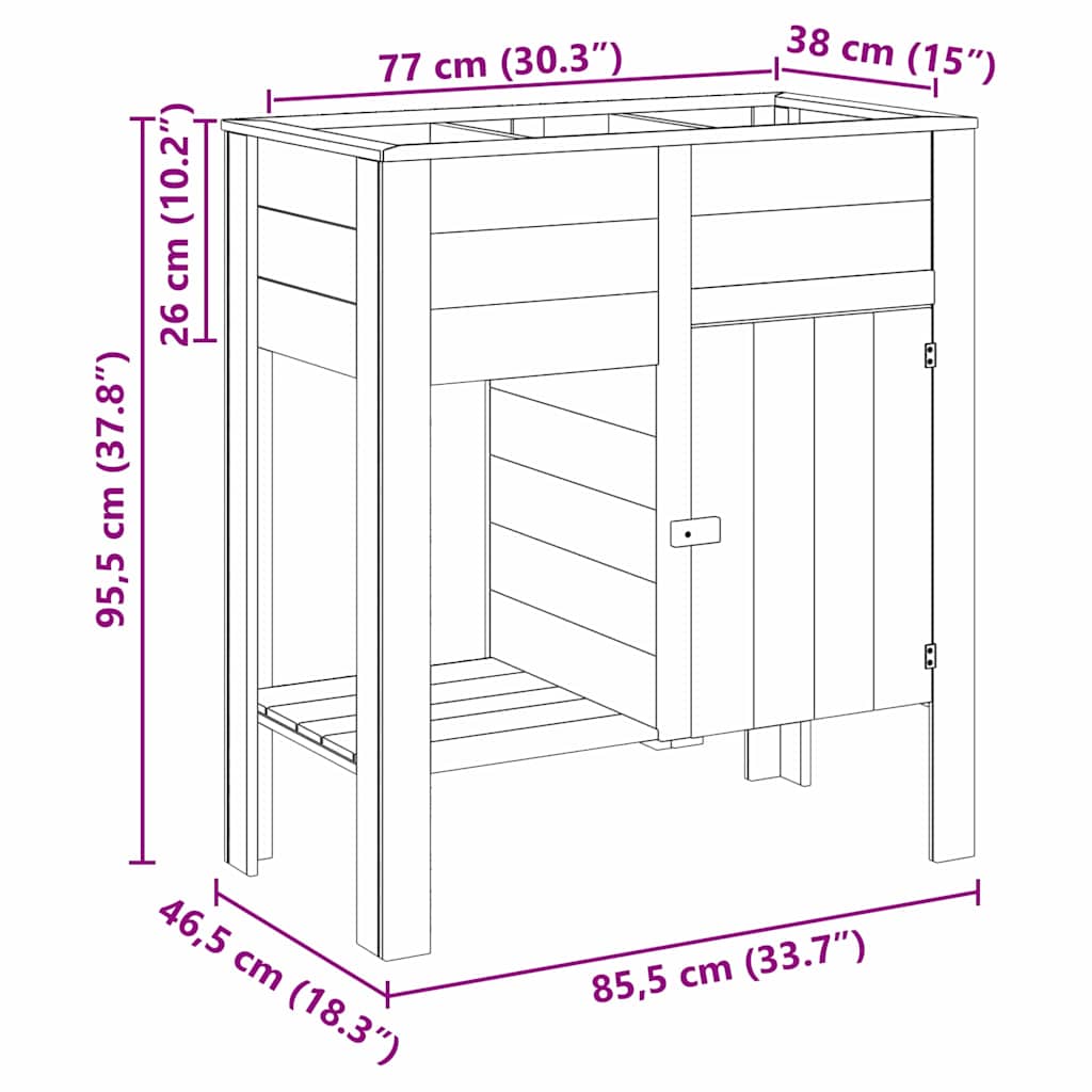Hoher Pflanzer mit Regal Braun Imprägniertes Kiefernholz