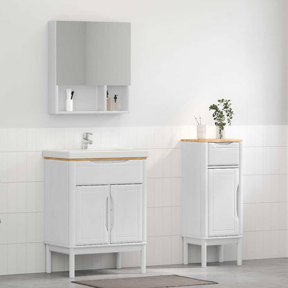 Badezimmermöbel-Set mit Tür FLORO 2 pcs Weiß Massivholz Kiefer