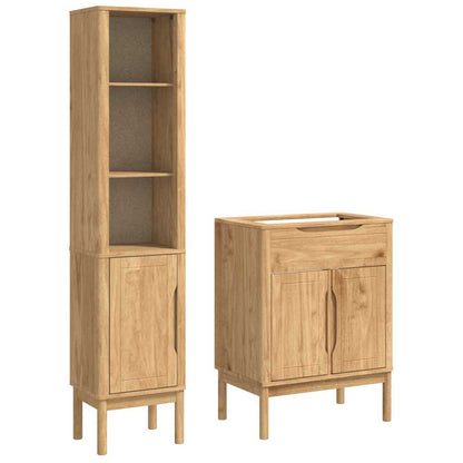 Badezimmermöbel-Set FLORO 2 pcs Wachsbraun Massivholz Kiefer
