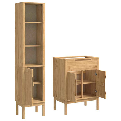 Badezimmermöbel-Set FLORO 2 pcs Wachsbraun Massivholz Kiefer