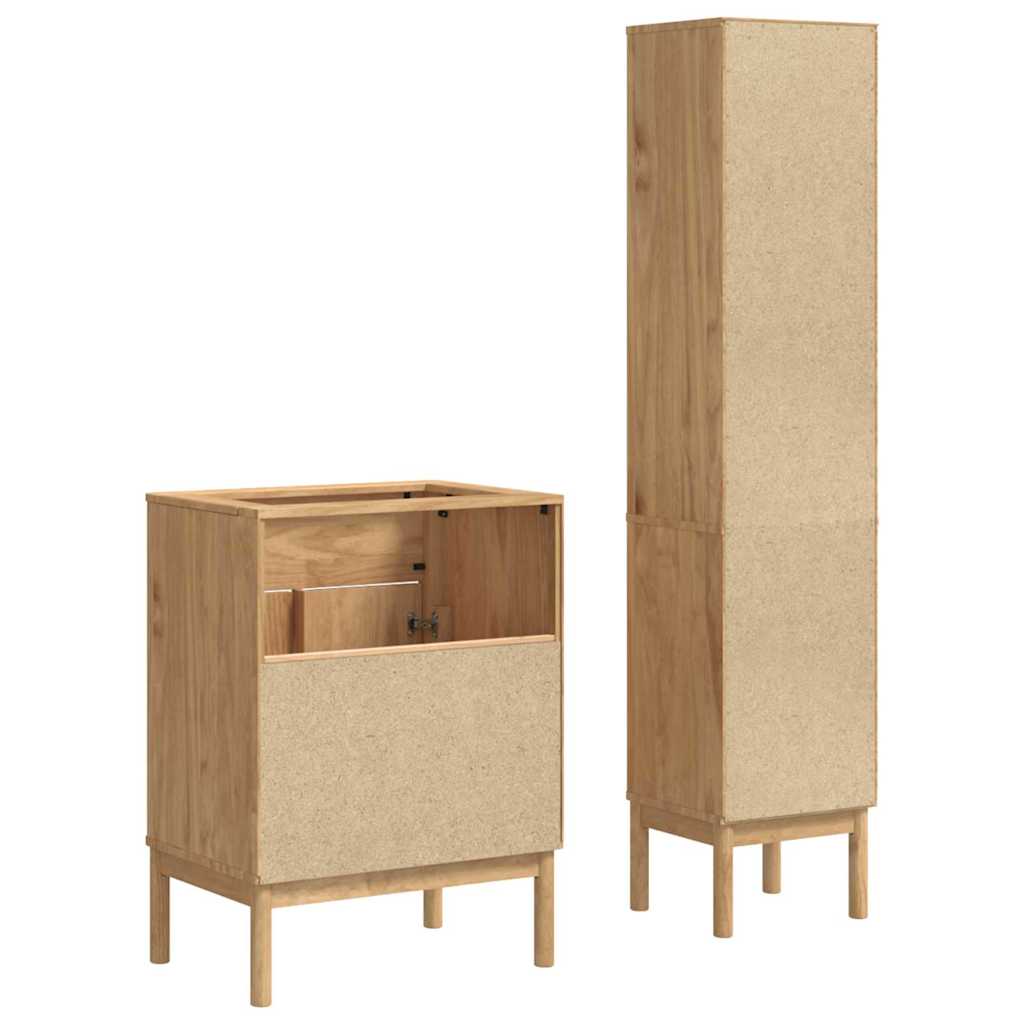 Badezimmermöbel-Set FLORO 2 pcs Wachsbraun Massivholz Kiefer