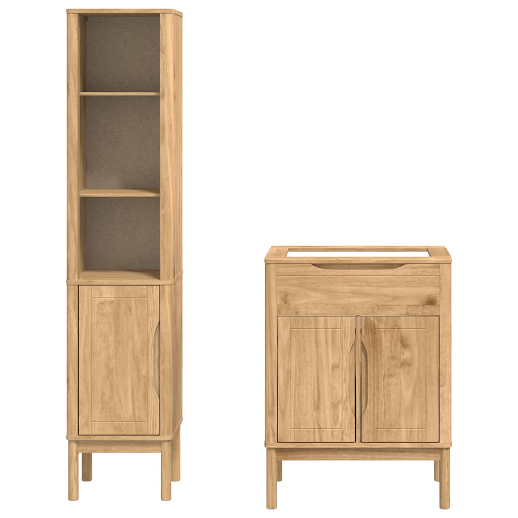 Badezimmermöbel-Set FLORO 2 pcs Wachsbraun Massivholz Kiefer