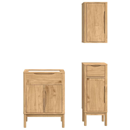 Badezimmermöbel-Set FLORO 3 pcs Wachsbraun Massivholz Kiefer