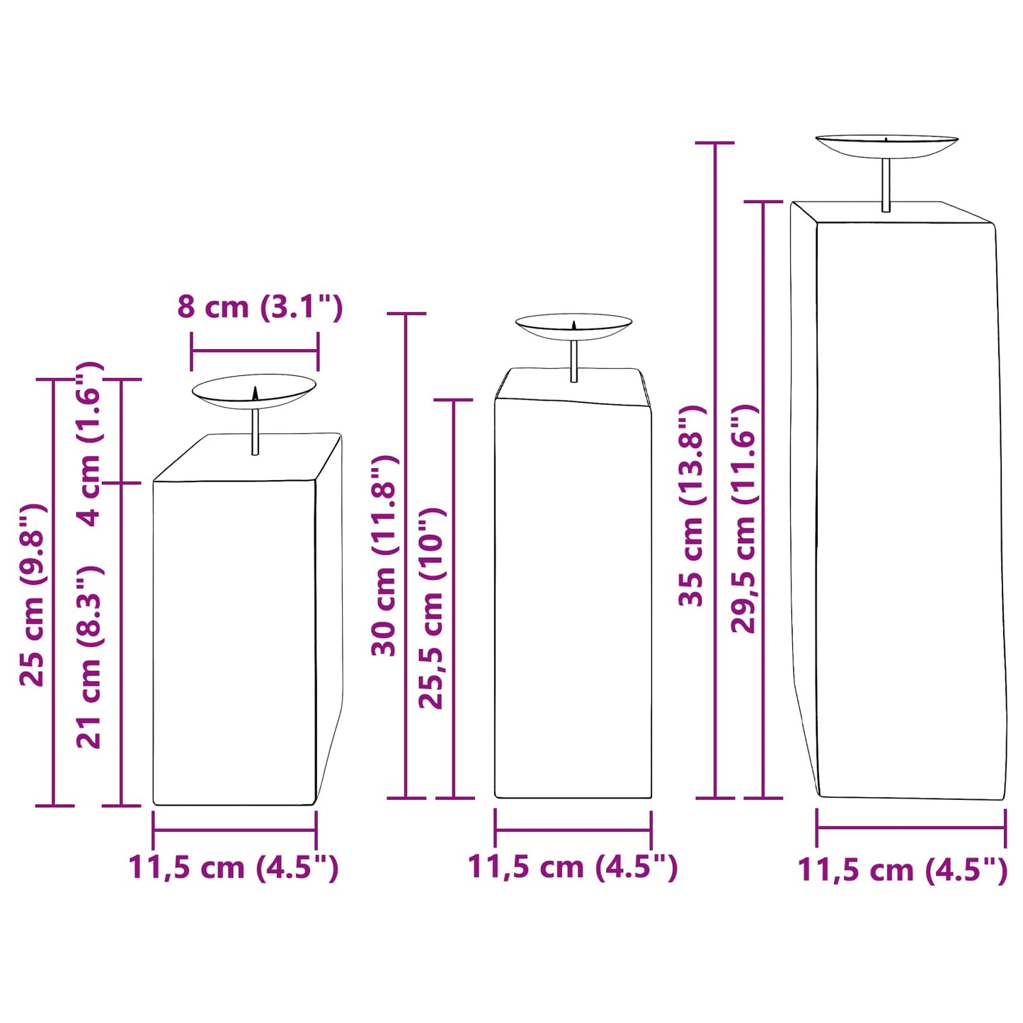 Kerzenhalter 3 pcs Natur Massivholz Altholz
