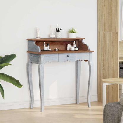 Schreibtisch Braun und Weiß 80 x 40 x 92 cm Massivholz Mahagoni