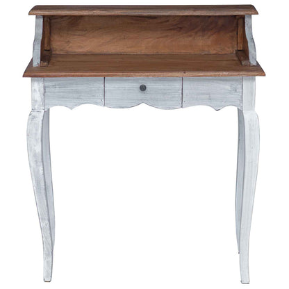 Schreibtisch Braun und Weiß 80 x 40 x 92 cm Massivholz Mahagoni
