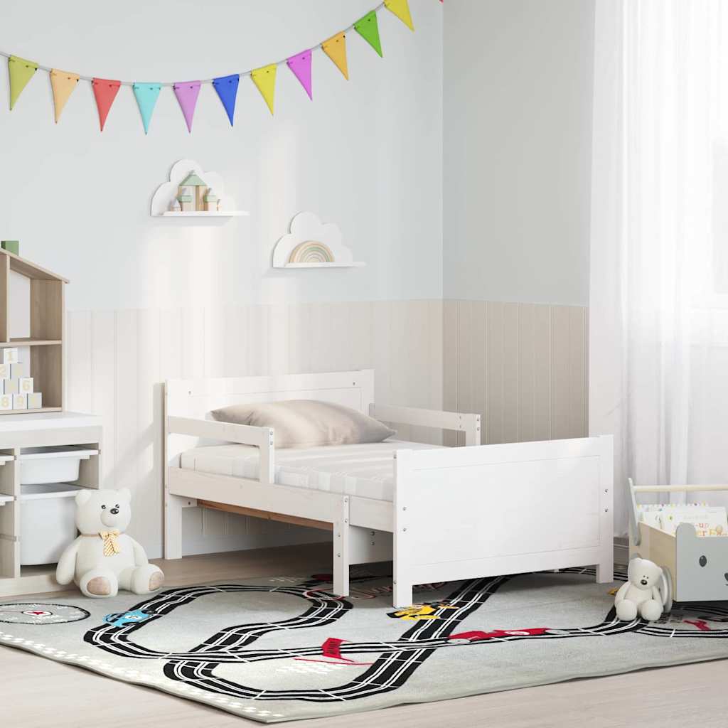 Bettrahmen mit Matratze Weiß 80 x 200 cm Massives Kiefernholz