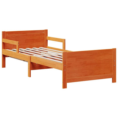 Bettrahmen mit Matratze Braun 80 x 200 cm Massives Kiefernholz