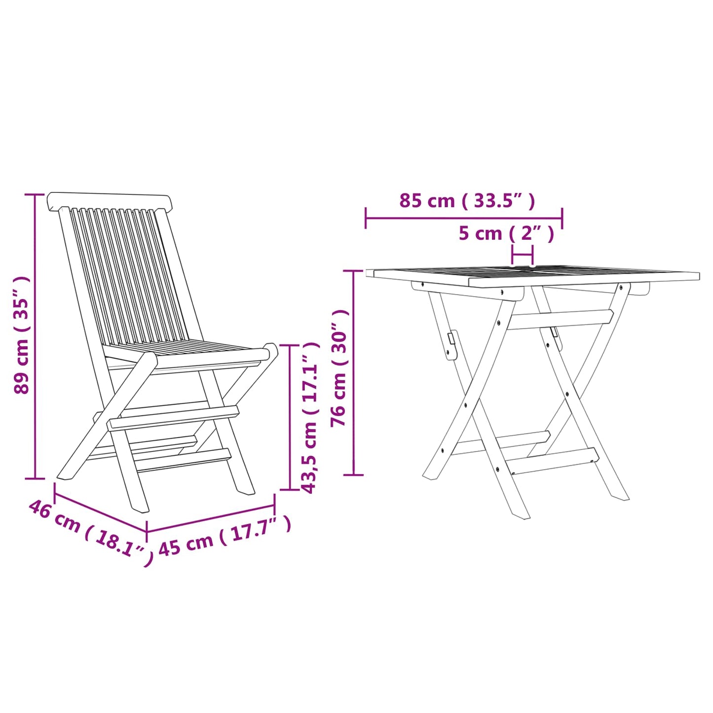 Garten Essgruppe 3 pcs Braun Massivholz Akazie