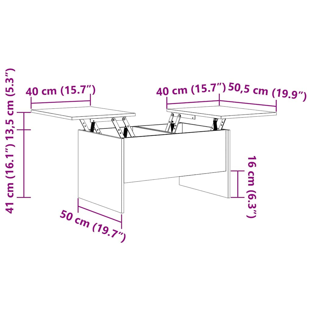 Couchtisch Schwarz Eichen-Optik 102 x 50,5 x 46,5 cm