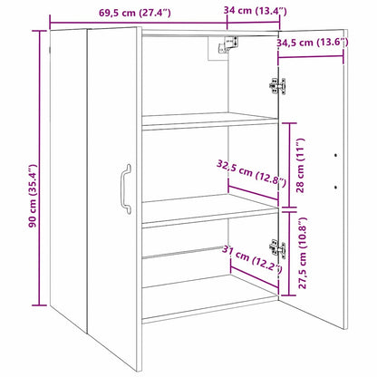 Wandschrank Artisan-Eiche 69,5 x 34 x 90 cm Holzwerkstoff