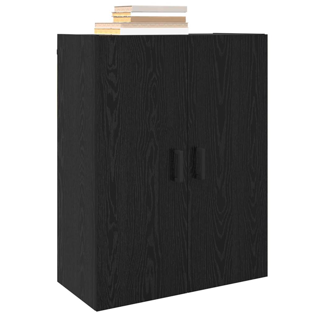 Wandschrank Wandmontiert Schwarz Eichen-Optik 69,5 x 34 x 90 cm