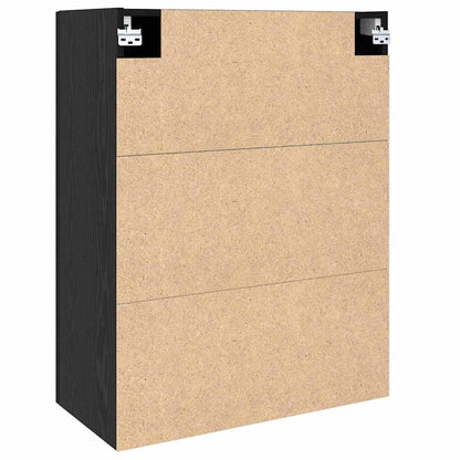 Wandschrank Wandmontiert Schwarz Eichen-Optik 69,5 x 34 x 90 cm