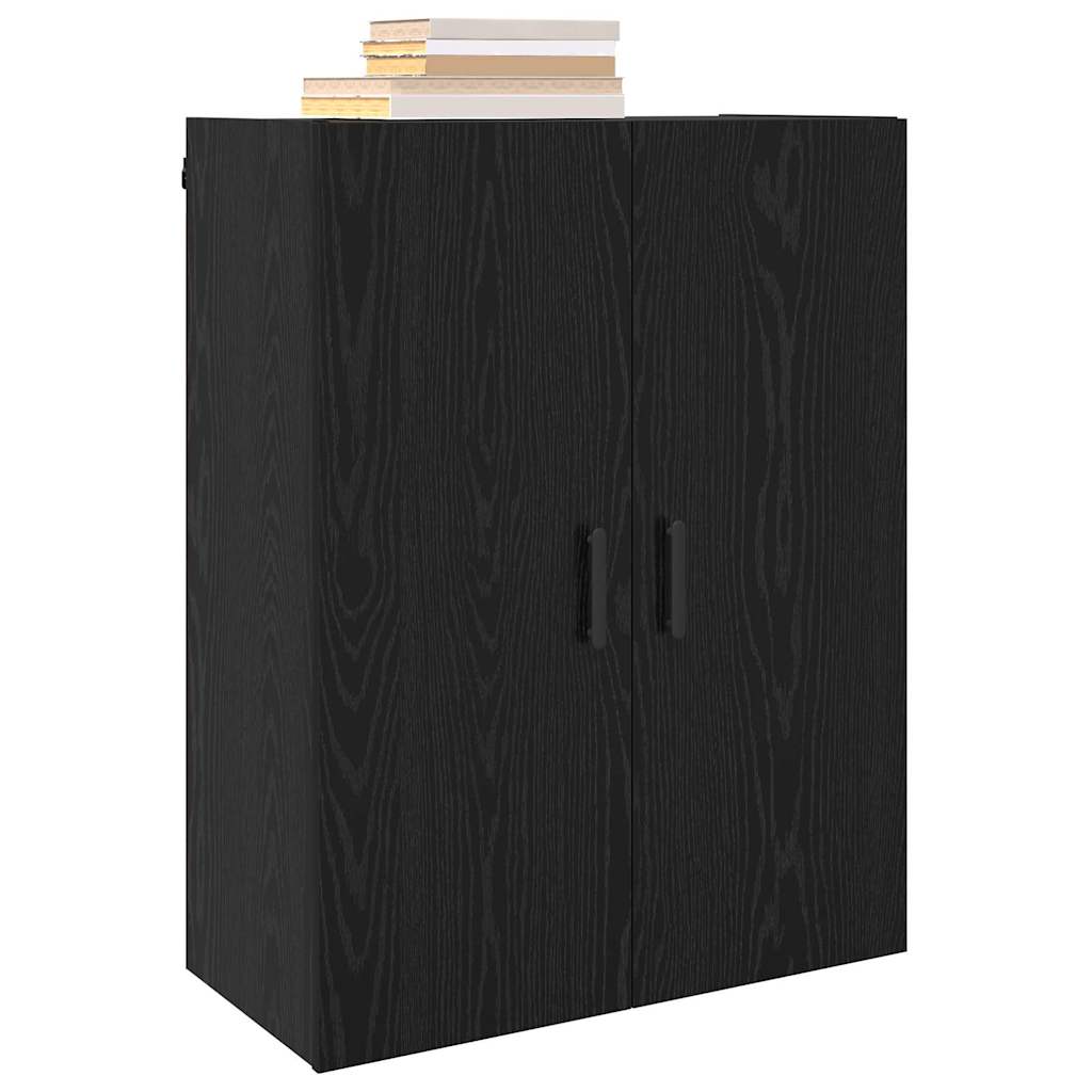 Wandschrank Wandmontiert Schwarz Eichen-Optik 69,5 x 34 x 90 cm