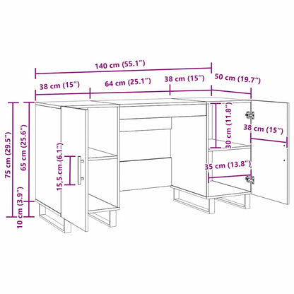 Schreibtisch mit Regal Schwarz Eichen-Optik 140 x 50 x 75 cm