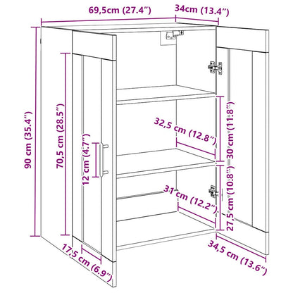 Sideboard Schwarz Eichen-Optik 69,5 x 34 x 90 cm Holzwerkstoff