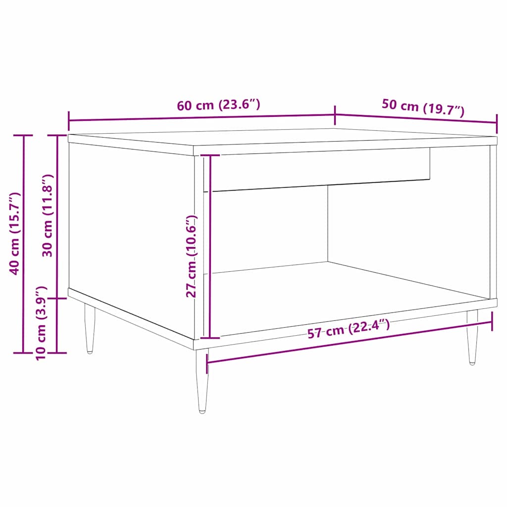 Couchtisch Altholz 60 x 50 x 40 cm Holzwerkstoff
