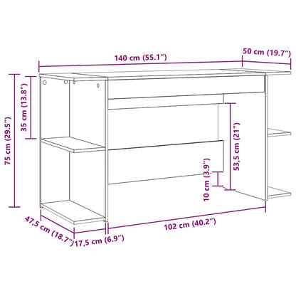 Schreibtisch mit Regal Schwarz Eichen-Optik 140 x 50 x 75 cm