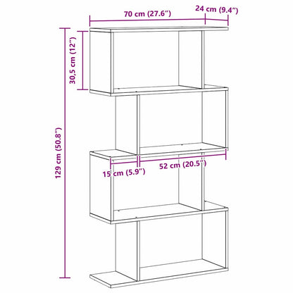 Bücherregal Schwarz Eichen-Optik 70 x 24 x 129 cm Holzwerkstoff