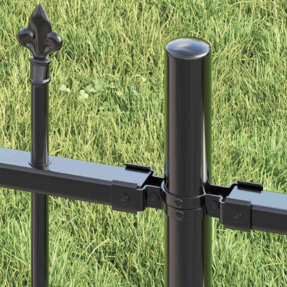 Gartenzaun Grau 240 x 190 cm Pulverbeschichteter Stahl