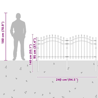 Gartenzaun Weiß 240 x 140 cm Pulverbeschichteter Stahl