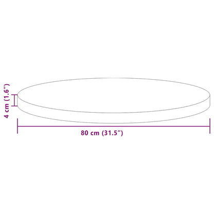 Tischplatte Dunkelbraun Ø 80 x 4 cm Massivholz Eiche