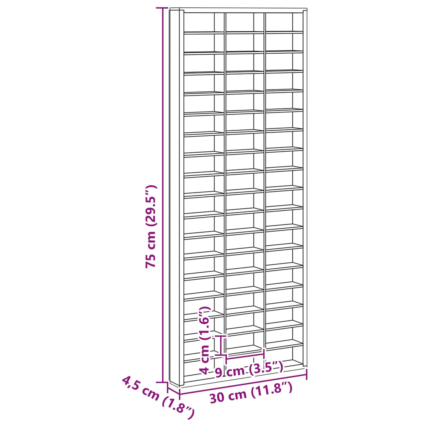 Wanddisplay-Case mit Regal Beige 30 x 4,5 x 75 cm Holzwerkstoff