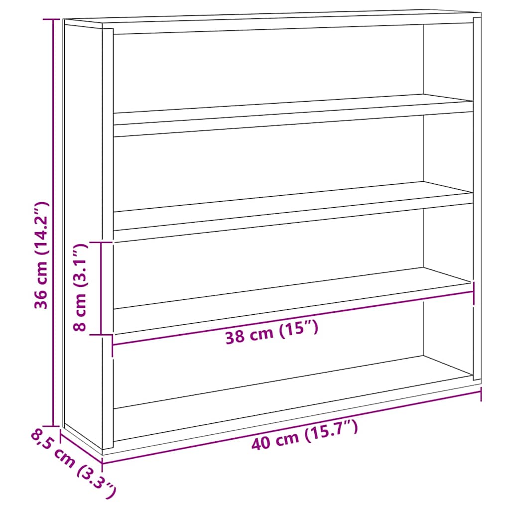 Wanddisplay-Case mit Regal Beige 40 x 8,5 x 37 cm Holzwerkstoff