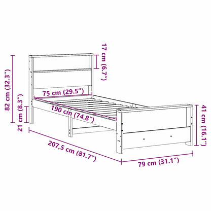 Bettrahmen mit Kopfteil Wachsbraun 75 x 190 cm Holzwerkstoff