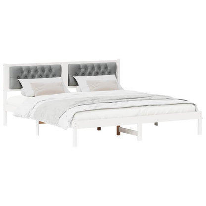 Bettrahmen Hellgrau 160 x 200 cm Massives Kiefernholz