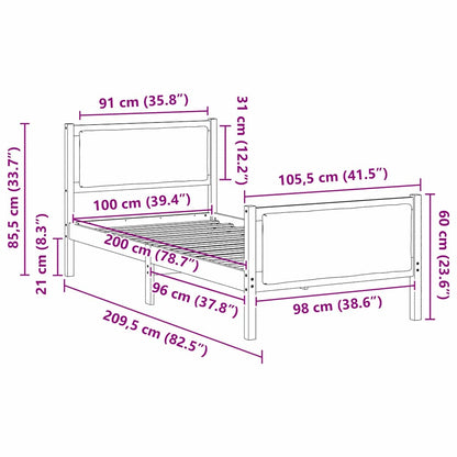 Bettrahmen mit Kopfteil Schwarz 100 x 200 cm Stoff