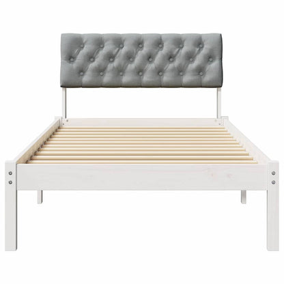 Bettgestell Weiß und Hellgrau 90 x 190 cm Massivholz Kiefer