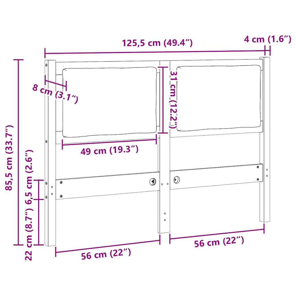 Kopfteil Sonstiges Weiß 120 cm Massivholz Kiefer