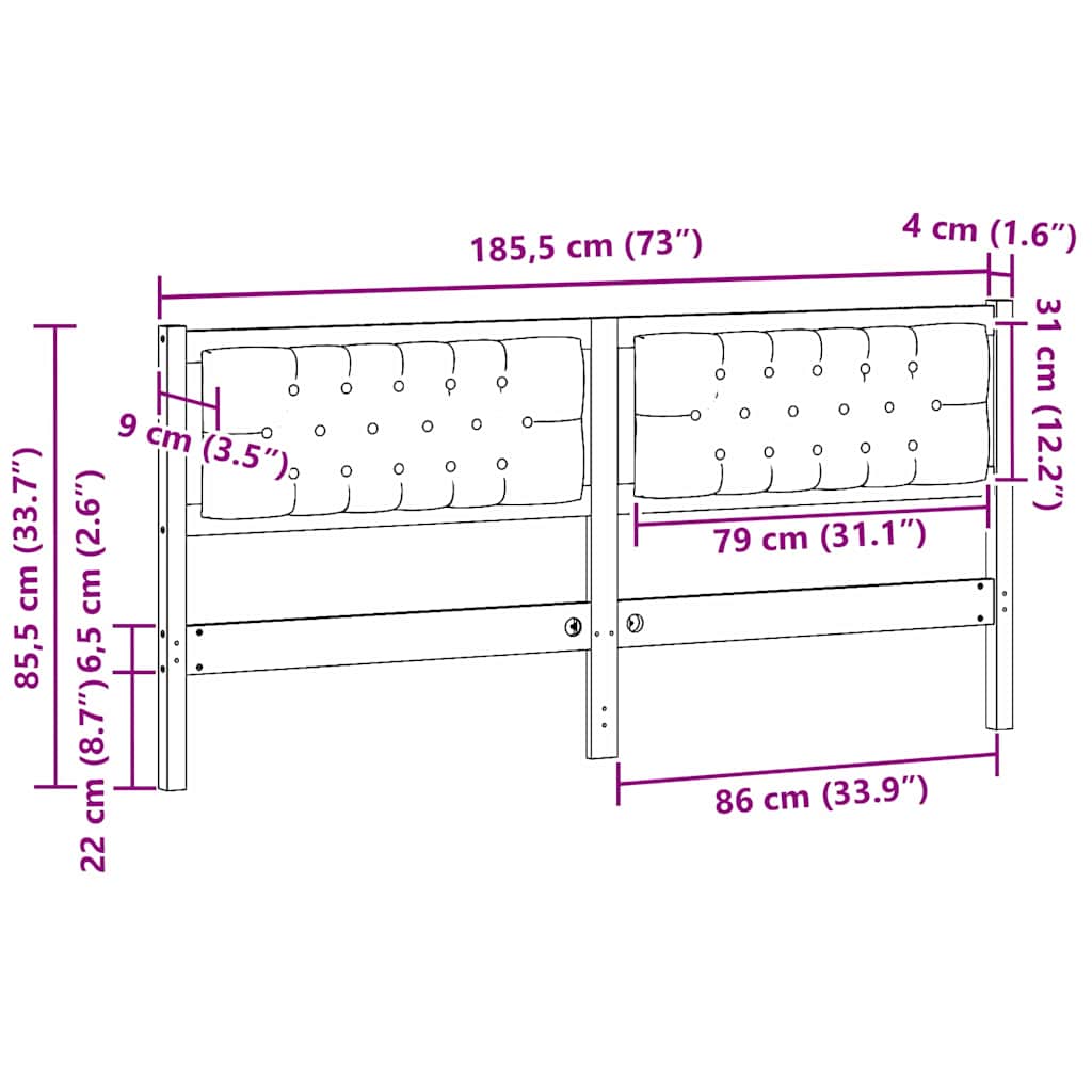 Kopfteil Sonstiges Braun und hellgrau 160 cm Massivholz Kiefer