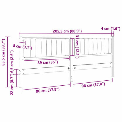 Gepolstertes Kopfteil Weiß 200 cm Massives Kiefernholz