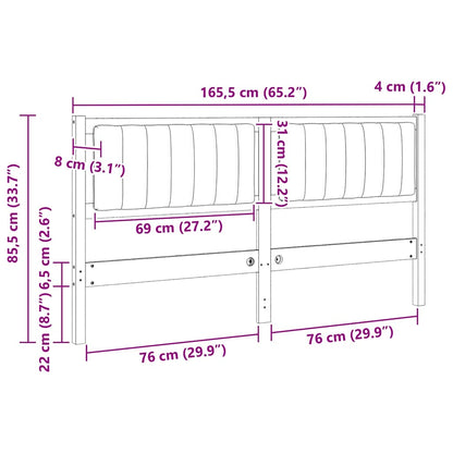 Gepolstertes Kopfteil Braun 160 cm Massives Kiefernholz