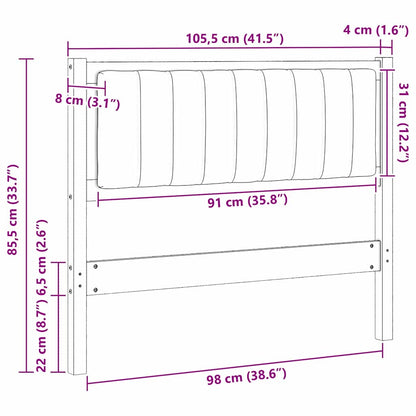 Gepolstertes Kopfteil Braun 100 cm Massives Kiefernholz