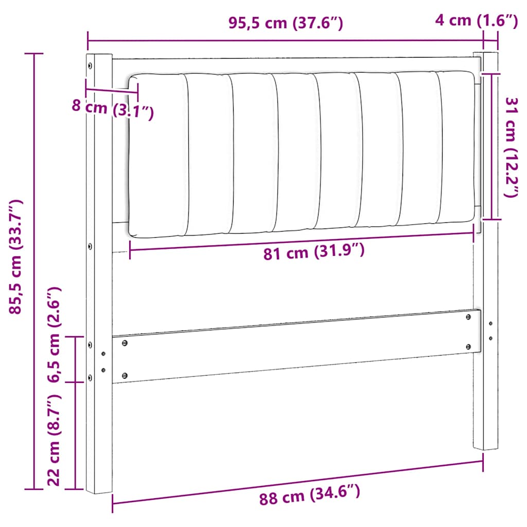 Gepolstertes Kopfteil Weiß 90 cm Massives Kiefernholz