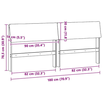 Gepolstertes Kopfteil Dunkelgrau 180 cm Massives Kiefernholz