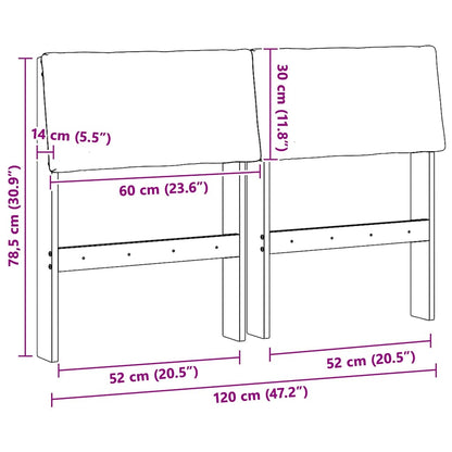 Gepolstertes Kopfteil Dunkelgrau 120 cm Massives Kiefernholz