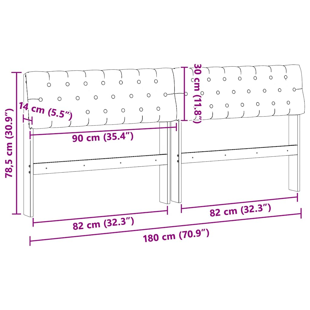 Gepolstertes Kopfteil Dunkelgrau 180 cm Massives Kiefernholz