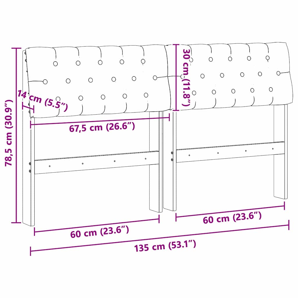 Gepolstertes Kopfteil Schwarz 135 cm Massives Kiefernholz