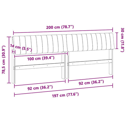 Gepolstertes Kopfteil Hellgrau 200 cm Massives Kiefernholz