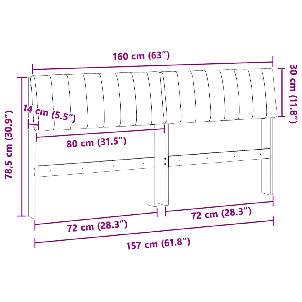 Gepolstertes Kopfteil Hellgrau 160 cm Massives Kiefernholz