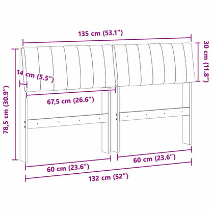Gepolstertes Kopfteil Hellgrau 135 cm Massives Kiefernholz