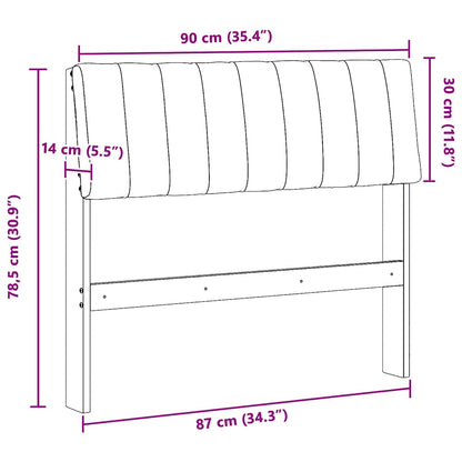 Gepolstertes Kopfteil Dunkelgrau 90 cm Massives Kiefernholz