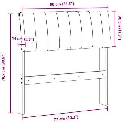 Gepolstertes Kopfteil Hellgrau 80 cm Massives Kiefernholz