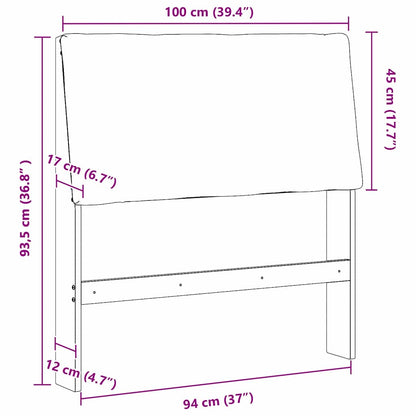 Gepolstertes Kopfteil Dunkelgrau 100 cm Massives Kiefernholz
