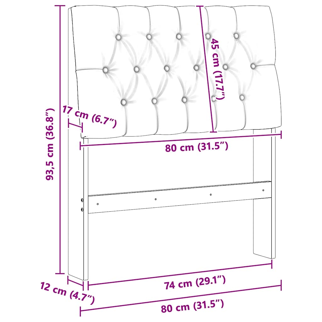 Gepolstertes Kopfteil Schwarz 80 cm Massives Kiefernholz