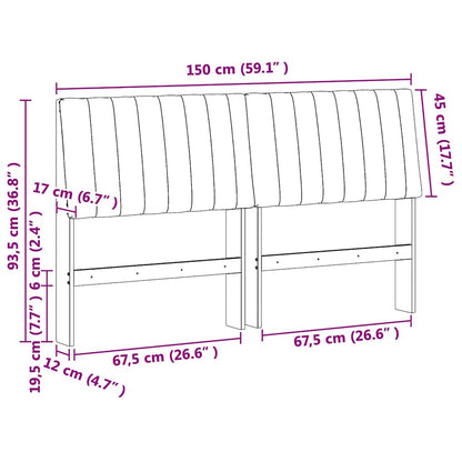 Gepolstertes Kopfteil Hellgrau 150 cm Massives Kiefernholz